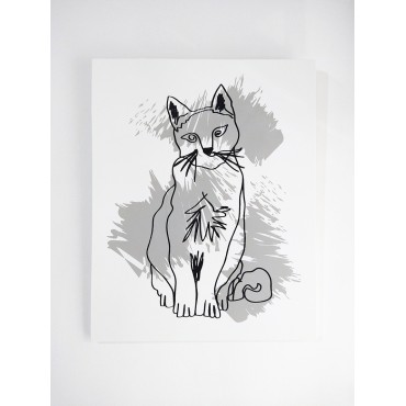 CUADRO 1 | 40x50 GATO LÍNEAS & FONDO GRIS
