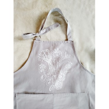 DELANTAL COCINA GRIS LÍNEA BLANCA