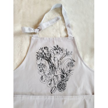 DELANTAL COCINA GRIS LINEA NEGRO