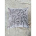 COJÍN MONSTERA GRIS LÍNEA NEGRA
